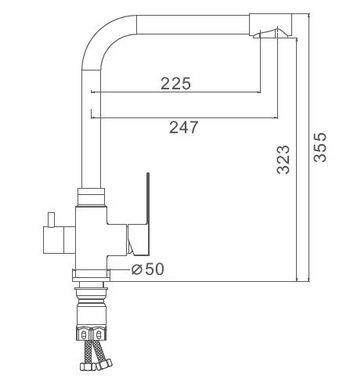 F43899-2 (H899) Змішувач для кухні нержавіюча сталь Г-гусак гайка Ø35 Frap 1/10, Нержавіюча сталь