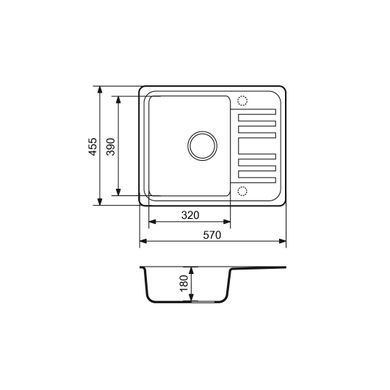 Кухонная мойка Adamant Small 570x455x180 чёрный 80223, Черный