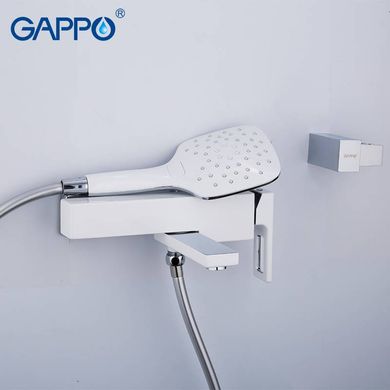 G3217-8 Змішувач для ванни короткий литий гусак білий/хром Ø35 Gappo Futura 1/8, Білий