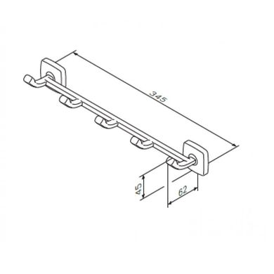 Планка з гачками AM.PM Gem A9035900, Хром