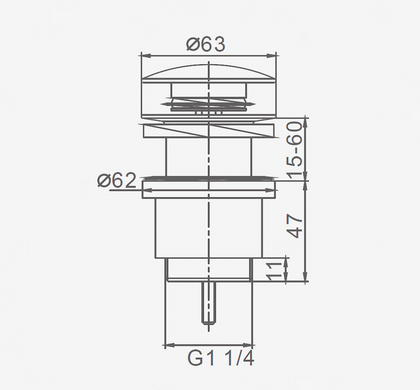 Донный клапан Frap автомат серый Gungrey F62-9, Графитовый хром