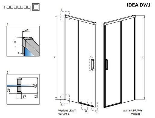 Душевая дверь Radaway Idea DWJ 130 см 387017-01-01L