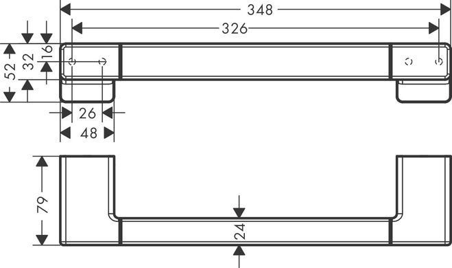 Поручень в душ Hansgrohe AddStoris 32.7/34.8 x 7.9 см Brushed Black 41744340, Шліфований чорний хром