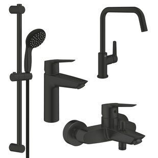Набір змішувачів 4 в 1 для ванної кімнати та кухні Grohe QuickFix Start Black M-Size UA303301MK, Чорний матовий