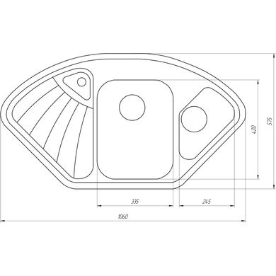 Гранитная мойка Globus Lux Averno мокко 1060x575мм, Серый