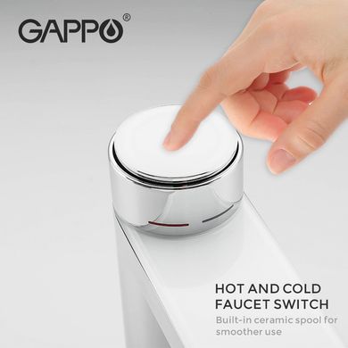G1095-1 Змішувач для умивальника натискний плоский гусак латунний корпус хром Gappo 1/4, Хром