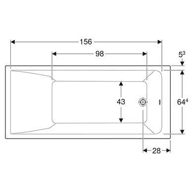 Ванна акриловая Geberit Selnova Square 170x75 554.385.01.1 + ножки, Белый