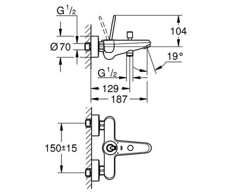 Змішувач для ванни Grohe EuroDisc Joy 23431LS0, Білий