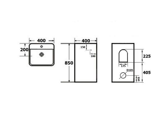Умивальник Newarc Aqua 40x40 підлоговий з тримачем для рушника білий 9412W, Білий
