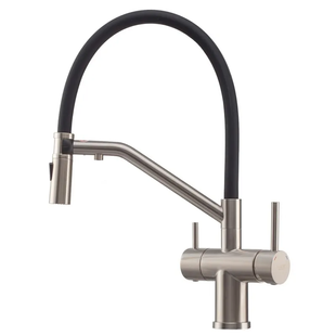 Смеситель для кухни на две воды с гибким изливом Koer KI-72035-02 KR5815, Нержавеющая сталь