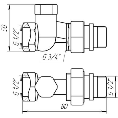 Кран радиаторный прямой Solomon 1/2″ с резиновым уплотнителем 161405 под ключ