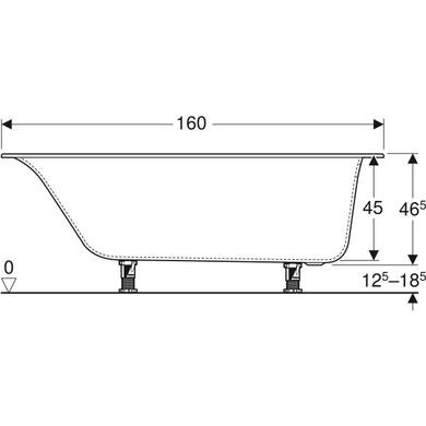 Ванна акрилова Geberit Soana 160x70 554.001.01.1 + ніжки, Білий