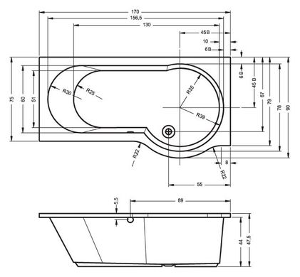 Ванна акриловая Riho Dorado 170x90 левая BA8100500000000