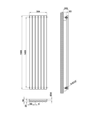 Дизайнерський вертикальний радіатор опалення Arttidesign Rimini 6/1500 білий матовий, Білий матовий