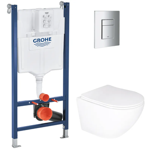 Комплект Grohe Set унітаз Ellipse-0305-T3 + Інсталяція UA388400WG + панель 38732000 388400WGELLIPS0305T3, Білий