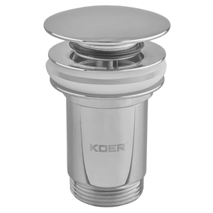 Донный клапан для раковины Koer PW-08-01 1 1/4'' без перелива автоматический Сlick-Сlack хром KR5786