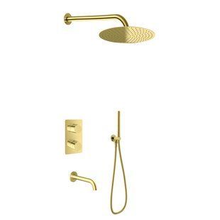 Душова система Kohlman Experience 30 gold з термостатом + BOX прихованого монтажу KPL-QW433EGDR30, Золотий
