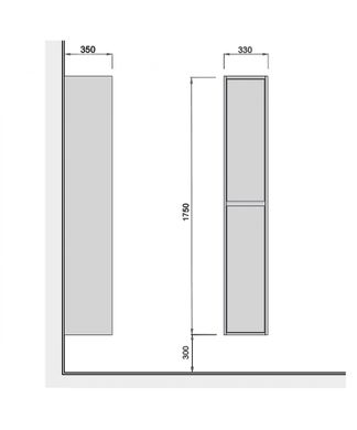 Пенал Мойдодыр Polo Loft бетон с белым глянцем подвесной/напольный, Серый