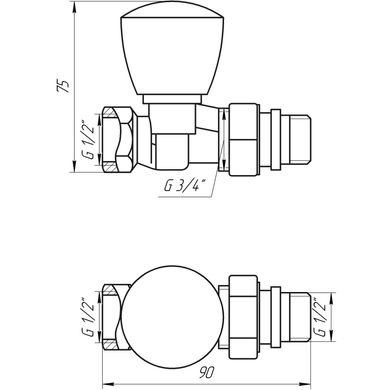 Кран радиаторный прямой Solomon 1/2″ с резиновым уплотнителем 161404 верх