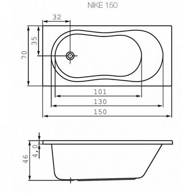 Ванна акрилова Cersanit Nike 150x70