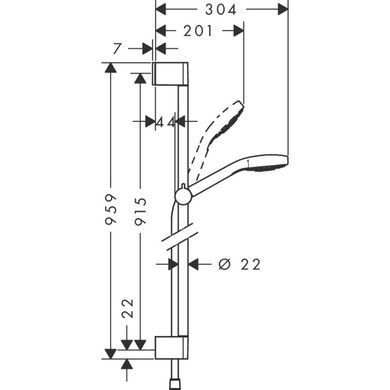 Душовий набір Hansgrohe Croma Select S Multi 90 см білий/хром 26570400, Хром