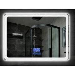 Зеркало Dusel DE-M3051 75x100 см с часами и Bluetooth, Белый