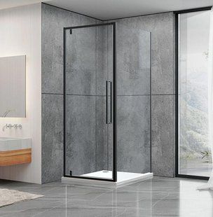 Душевая кабина Dusel DL198B+DL196B Black Matt 1000x1000x1900, Черный матовый, Универсальная, прозрачный, Черный матовый, 100x100