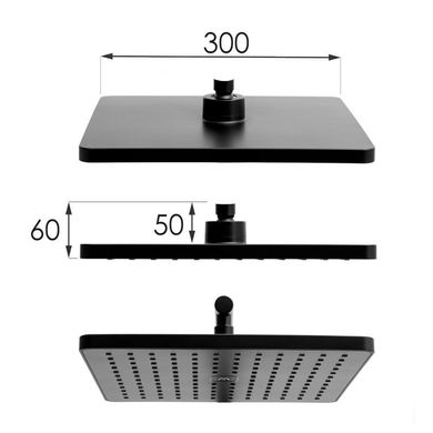 Душова система Yoka Cube 30 black з термостатом BP.CUBE THERM 30 BLK, Чорний матовий