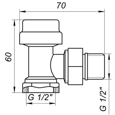 Кран радиаторный угловой Eco Technology ECO5017 (ECO5027) 1/2 ″под термоголовку с уплотнителем