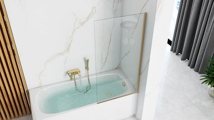 Шторка для ванны Rea Elegant gold 70 см REA-W5600, Универсальная, прозрачный, золотой