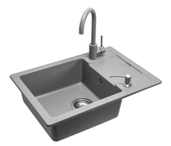 Кухонна мийка гранітна Rea Nils набір 5в1 grey ZLE-00101, Сірий