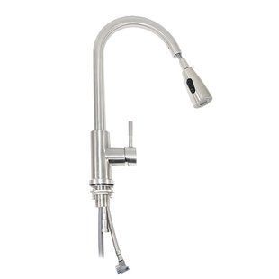 F60899-1 (H899) Змішувач для кухні нержавіюча сталь U-гусак висувний 2 режими гайка &Oslash;35 Frap 1/10, Нержавіюча сталь
