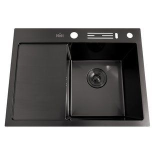 Кухонна мийка чорна з лівим крилом Nett NB-6045(L), Чорний