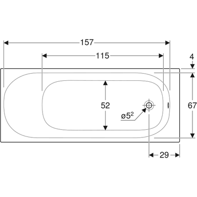 Ванна акриловая Geberit Soana 170x75 554.014.01.1 + ножки, Белый