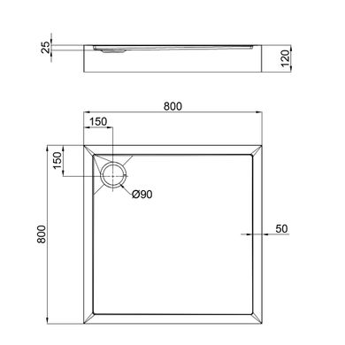 Душевой поддон Qtap Tern 308812C 80x80x12 см + сифон, Белый