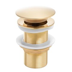 Донный клапан для умывальника Yoka click-clack L.gold без перелива BK.POP-14-BP-GLD, Золотой