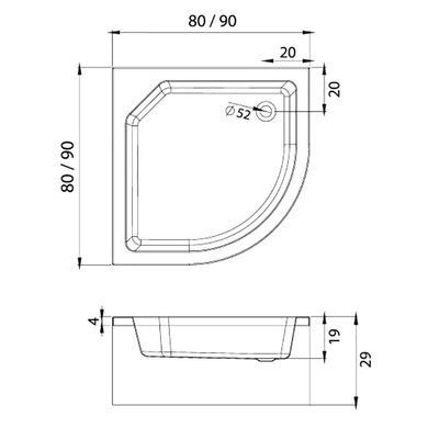 Панель для поддона New Trendy Artus 90x90x25 см белая O-0145, Белый