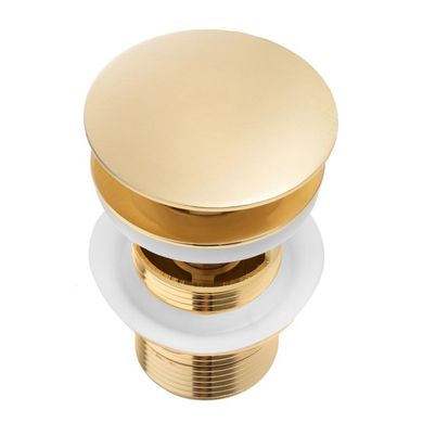 Донный клапан для умывальника Yoka click-clack L.gold без перелива BK.POP-14-BP-GLD, Золотой