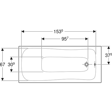 Ванна акриловая Geberit Selnova 170x75 554.285.01.1 + ножки, Белый