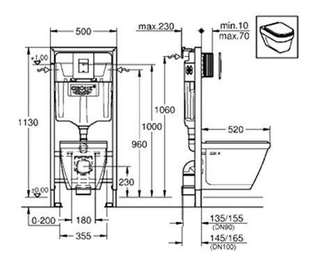 Комплект інсталяція + унітаз Grohe Solido Perfect з кришкою Soft-Close 39186000, Білий