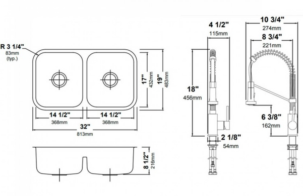 Комплект кухонний Kraus Ellis KCA-1200 Ellis, Нержавіюча сталь