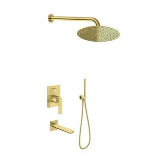 Душова система Kohlman Experience 25 brushed gold + BOX прихованого монтажу KPL-QW211EGDBR25, Золотий