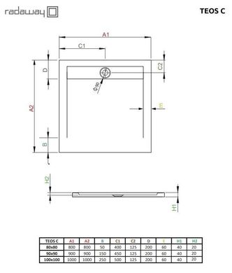 Душевой поддон Radaway Teos C 90x90 HTC9090-04