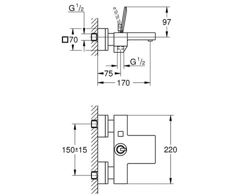 Смеситель для ванны Grohe Eurocube Joy 23666000, Хром