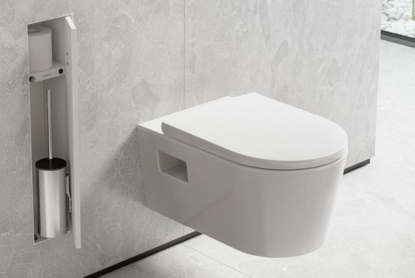 Ершик для унитаза Hansgrohe XtraStoris Rock встраиваемый с полкой под облицовку плиткой matt white 56060700