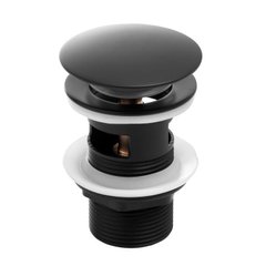 Донный клапан для умывальника Yoka click-clack black с переливом BK.POP-14-ZP-BLK, Черный матовый