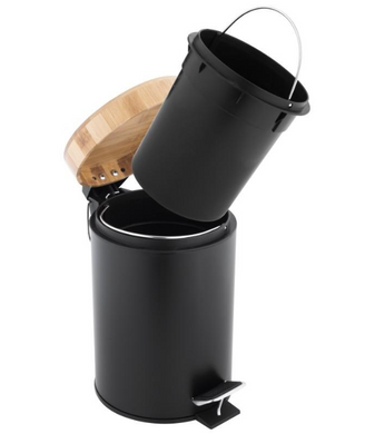 Корзина для мусора Yoka Bin Black Bamboo 3л. для ванной комнаты CH.BIN-BLK, Черный матовый