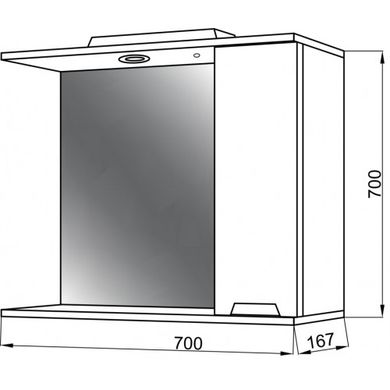 Зеркальный шкаф Юввис Марко Z-1 70 см правый с подсветкой, Белый, Белый