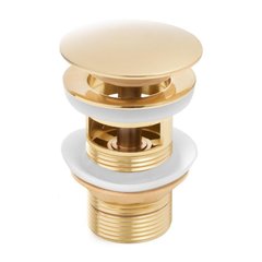 Донний клапан для умивальника Yoka click-clack L.gold з переливом BK.POP-14-ZP-GLD, Золотий