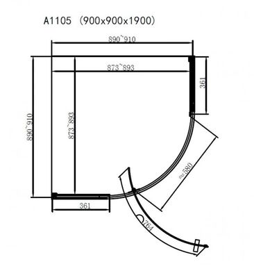 Душова кабіна Dusel A1105 90x90x190 прозоре, Хром, Універсальна, прозорий, хром, 90x90